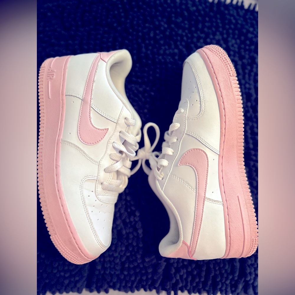 White and Pink Nike Air Force Ones